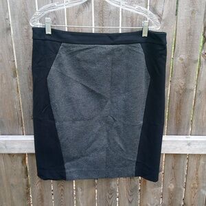 Loft Gray Black Split Back Skirt Zipper Closure